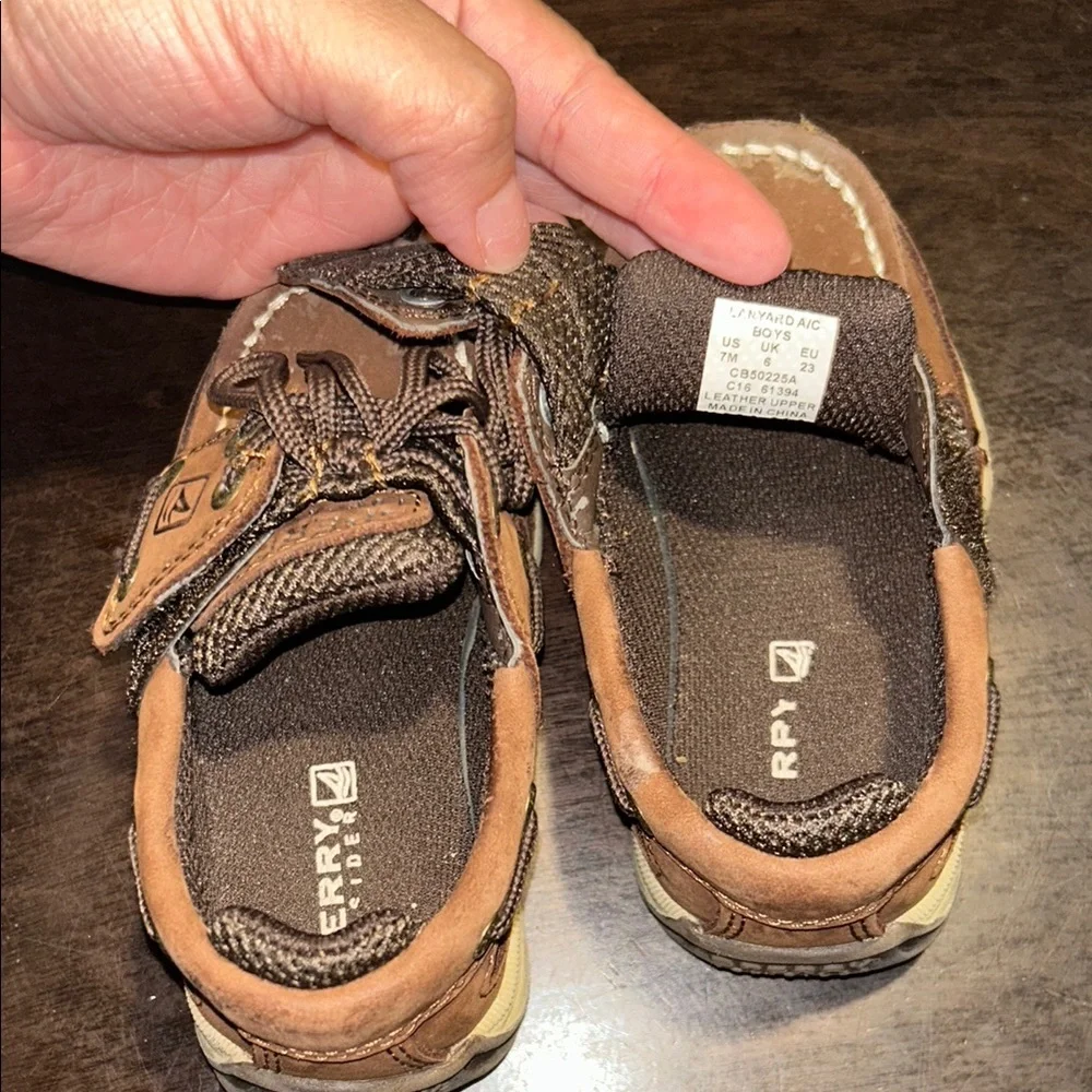 Sperry Top-Sider Toddler Boys Boat Shoes – Brown Leather – Size 7M